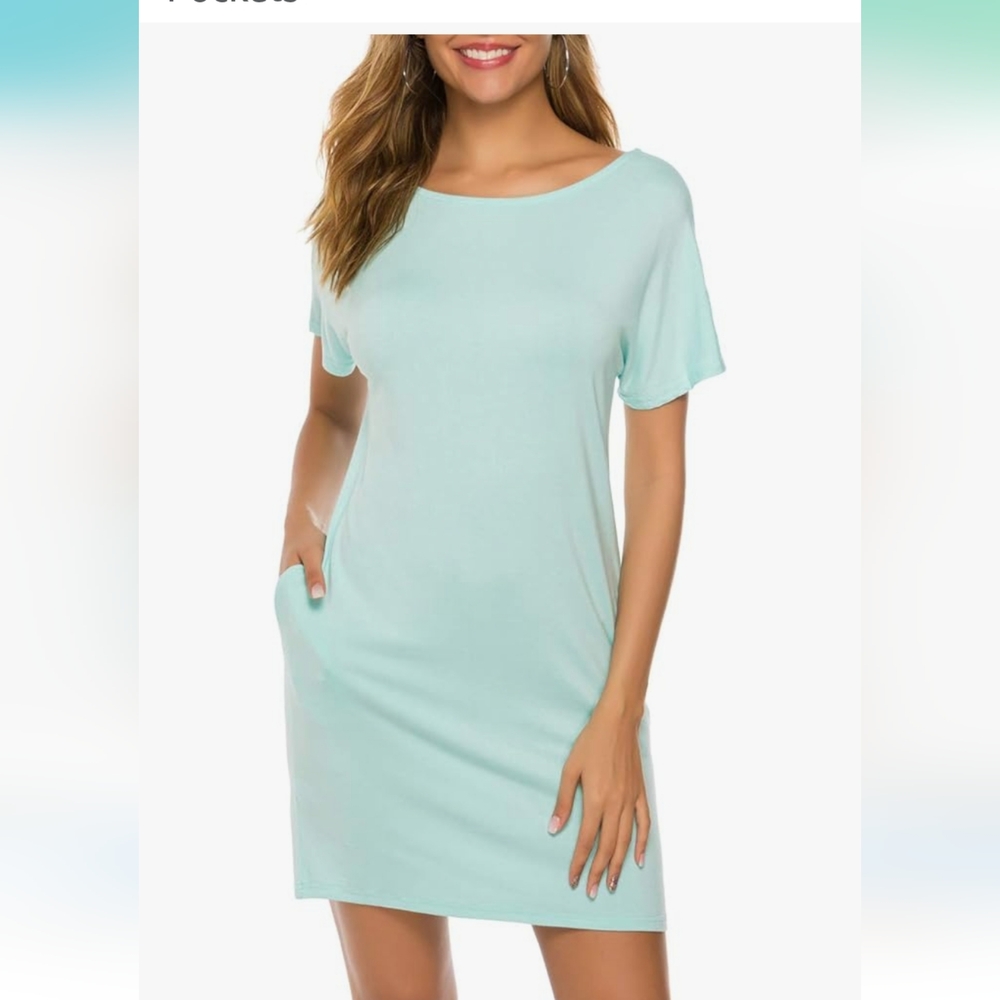 Women's Casual Criss Cross Back Short Sleeve Beach Cover-up with Pockets, XXL